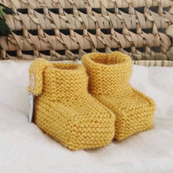 Chaussons bébé laine Moutarde